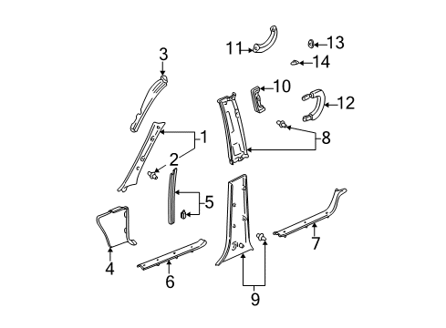 2005 Toyota Sequoia Interior Trim - Pillars, Rocker & Floor Diagram