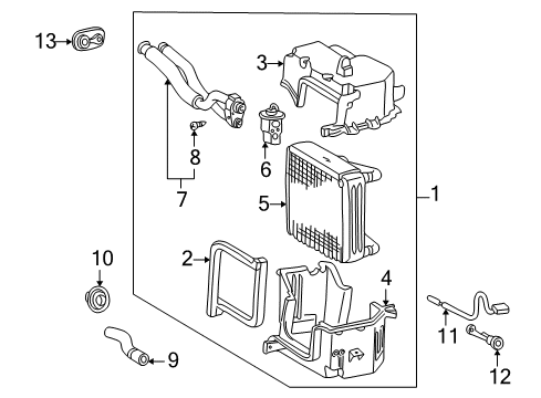 2005 Toyota MR2 Spyder Evaporator Core Diagram for 88501-17080