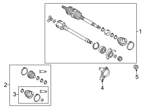 2023 Toyota Camry Boot Kit, Front Drive Shaft, In & Outboard, Passenger Side Diagram for 04427-08260