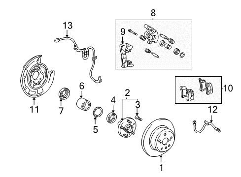 2003 Toyota Highlander Caliper, Rear Driver Side Diagram for 47750-48050