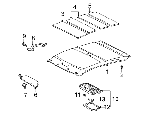 2005 Toyota Echo Interior Trim - Roof Diagram 1 - Thumbnail