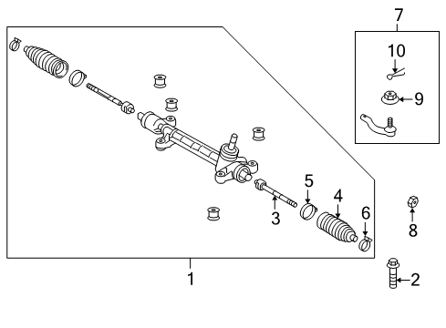 2005 Toyota Prius Inner Tie Rod Diagram for 45503-47030