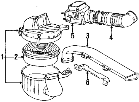 1986 Toyota Corolla Mass Air Flow Sensor Diagram for 22250-16010