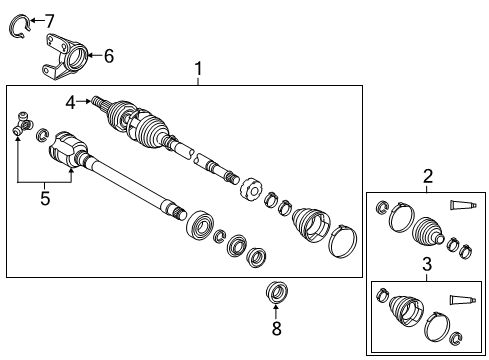 2016 Toyota Camry Boot Kit, Front Drive Shaft, In & Outboard, Passenger Side Diagram for 04427-06540