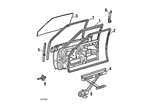 1984 Toyota Starlet Run Channel, Front Diagram for 68141-10060