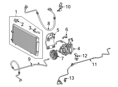 2004 Toyota Solara A/C Condenser, Compressor & Lines Diagram