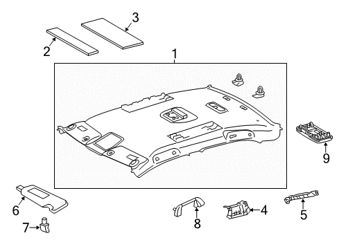 2013 Toyota Camry Sunvisor, Driver Side Diagram for 74320-33F40-A0