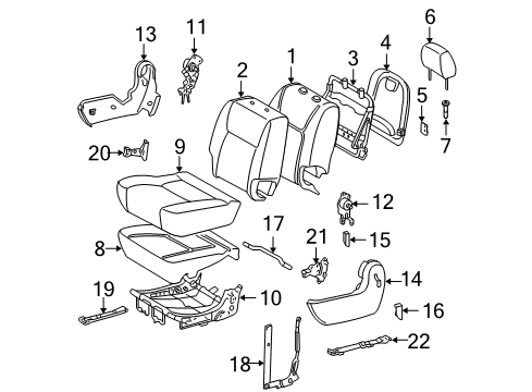 2009 Toyota Sienna Seat Back Frame Diagram for 79103-AE070