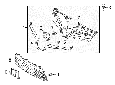 2018 Toyota Sienna License Bracket, Front Diagram for 75101-08030