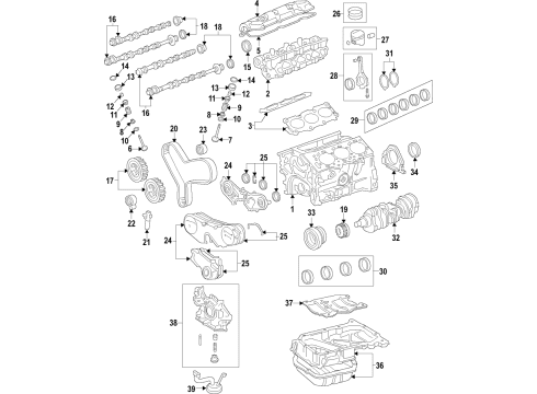1996 Toyota Camry Engine Parts, Mounts, Cylinder Head & Valves, Camshaft & Timing, Oil Pan, Oil Pump, Crankshaft & Bearings, Pistons, Rings & Bearings Diagram