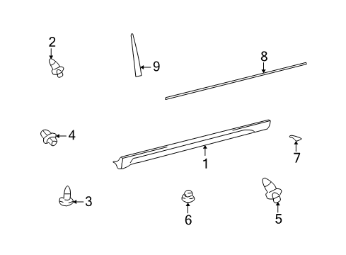 2004 Toyota Matrix Exterior Trim - Pillars, Rocker & Floor Diagram 2 - Thumbnail