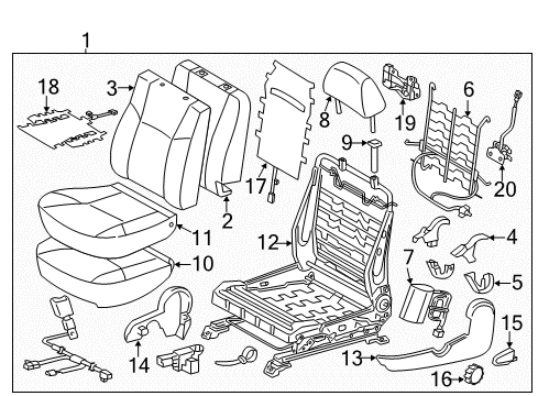2010 Toyota Tacoma Seat Back Cover, Gray, Driver Side Diagram for 71074-04200-B1