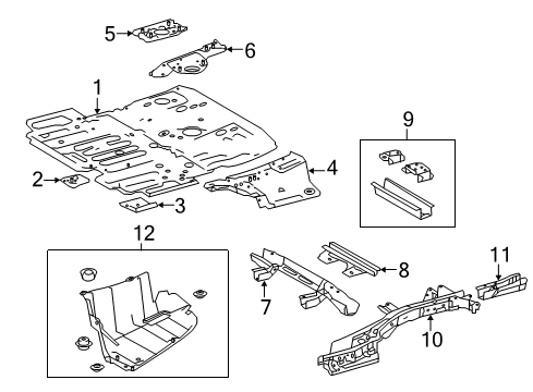 2017 Toyota Highlander Rear Body - Floor & Rails Diagram