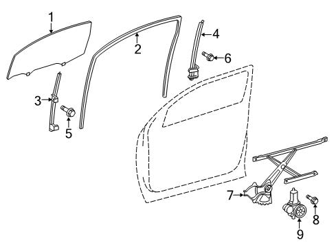 2018 Toyota Tundra Front Door - Glass & Hardware Diagram