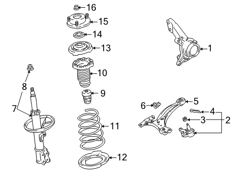 2004 Toyota Highlander Front Suspension, Control Arm, Stabilizer Bar Diagram 1 - Thumbnail