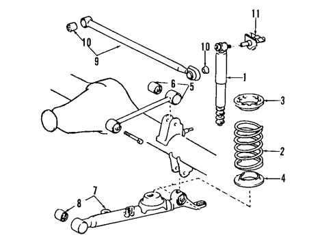 1997 Toyota Previa Rear Axle, Lower Control Arm, Upper Control Arm, Suspension Components Diagram