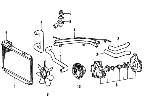 1996 Toyota Previa Cooling System, Drive Shafts Diagram 2 - Thumbnail