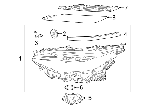 2023 Toyota bZ4X Headlamp Components Diagram 1 - Thumbnail