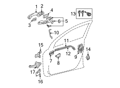 2010 Toyota RAV4 Front Door - Lock & Hardware Diagram