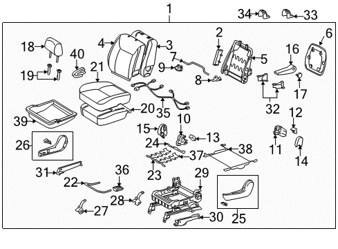 2009 Toyota Sienna Release Handle, Passenger Side Diagram for 72525-AA040-B2