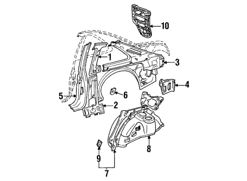 1995 Toyota Paseo Inner Components - Quarter Panel Diagram