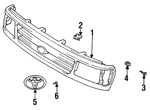 1994 Toyota T100 Grille & Components Diagram