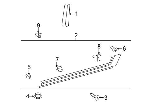 2013 Toyota FJ Cruiser Exterior Trim - Pillars, Rocker & Floor Diagram