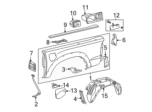 2014 Toyota Tacoma Front & Side Panels Diagram