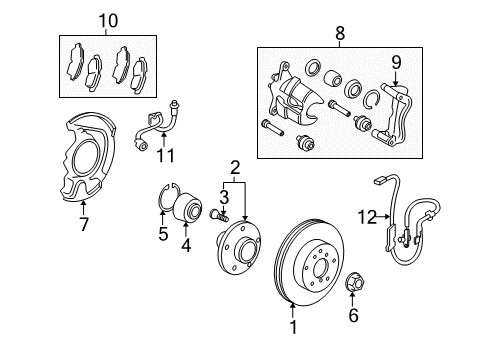 2012 Toyota Matrix Front Brakes Diagram 1 - Thumbnail