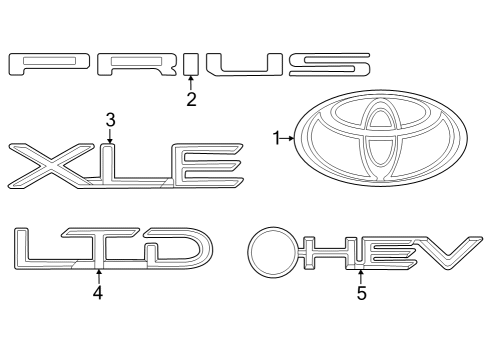 2023 Toyota Prius AWD-e Exterior Trim - Lift Gate Diagram