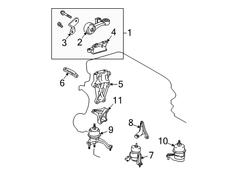 2012 Toyota Highlander Engine & Trans Mounting Diagram 1 - Thumbnail