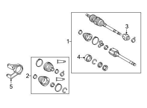 2017 Toyota Highlander Drive Axles - Front Diagram