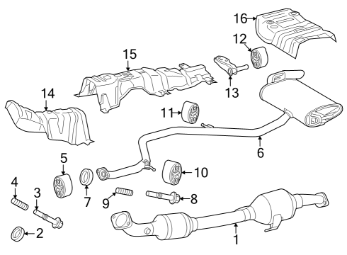 2023 Toyota Prius AWD-e Exhaust Components Diagram