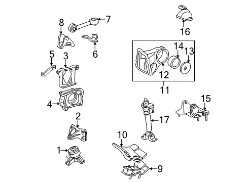 2002 Toyota Solara Bracket, Engine Mounting, Front(For Transverse Engine) Diagram for 12311-0A020