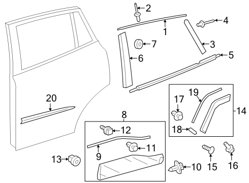 2022 Toyota Corolla Cross Exterior Trim - Rear Door Diagram