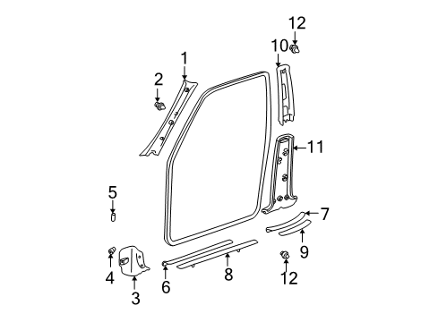 2004 Toyota RAV4 Interior Trim - Pillars, Rocker & Floor Diagram