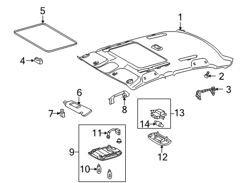 2009 Toyota Corolla Map Lamp, Brown Diagram for 81260-02340-E0