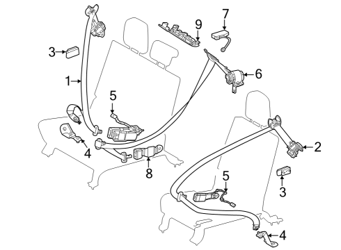 2024 Toyota Sequoia Third Row Seat Belts Diagram