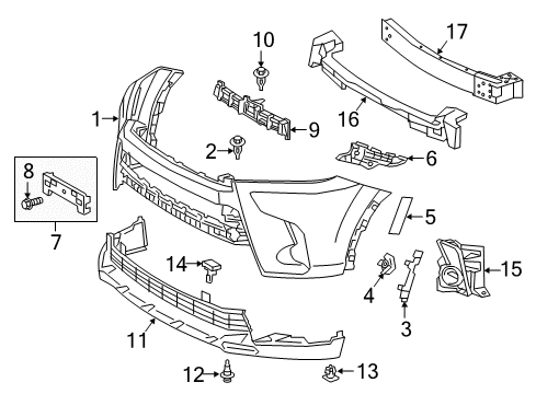2017 Toyota Highlander Front Bumper Diagram