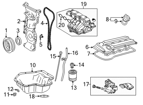 2009 Toyota Corolla Engine Parts & Mounts, Timing, Lubrication System Diagram 2 - Thumbnail