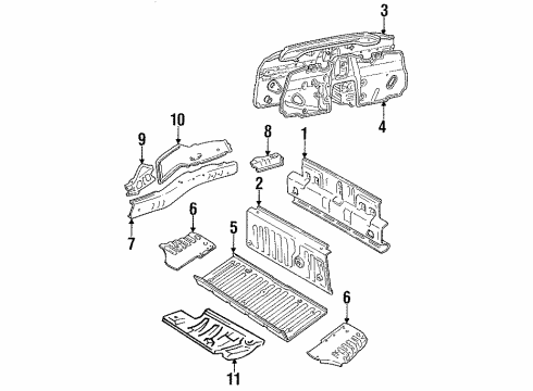 1994 Toyota MR2 Rear Body, Rear Floor & Rails Diagram