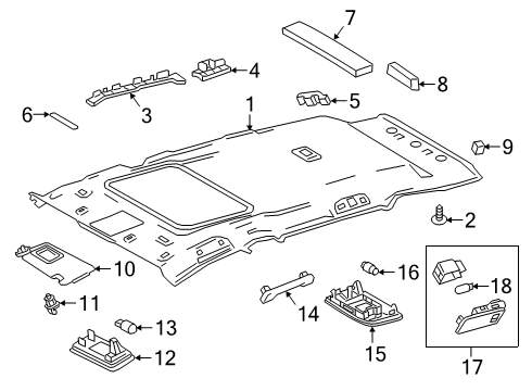2019 Toyota RAV4 Sunvisor, Passenger Side Diagram for 74310-42651-B0