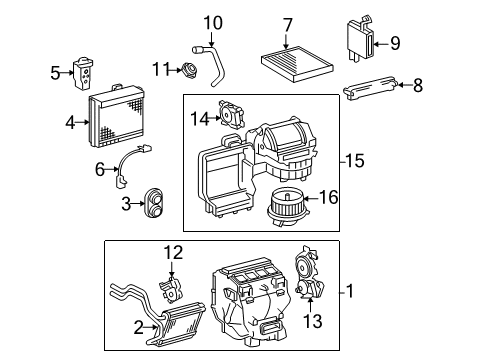 2005 Toyota Avalon A/C Evaporator & Heater Components Diagram