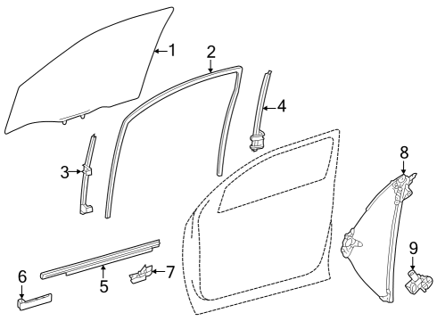 2024 Toyota Sequoia Glass - Front Door Diagram