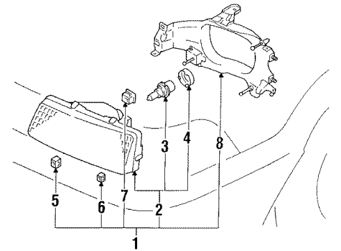 1992 Toyota Corolla Composite Headlamp, Driver Side Diagram for 81170-1A660
