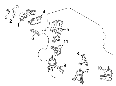 2017 Toyota Highlander Engine & Trans Mounting Diagram 1 - Thumbnail