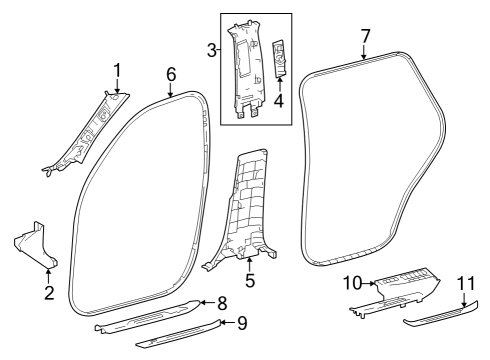 2024 Toyota Sequoia Interior Trim - Pillars Diagram