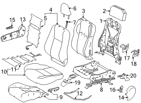 2015 Toyota RAV4 Passenger Seat Components Diagram