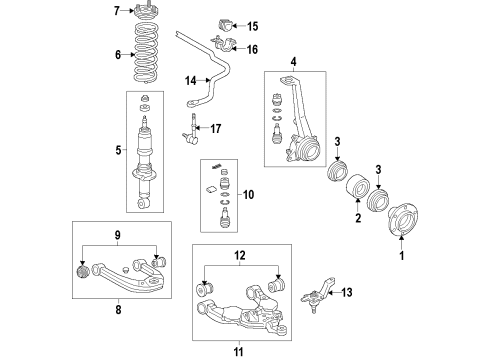 2020 Toyota Tundra Suspension Components, Lower Control Arm, Upper Control Arm, Stabilizer Bar Diagram