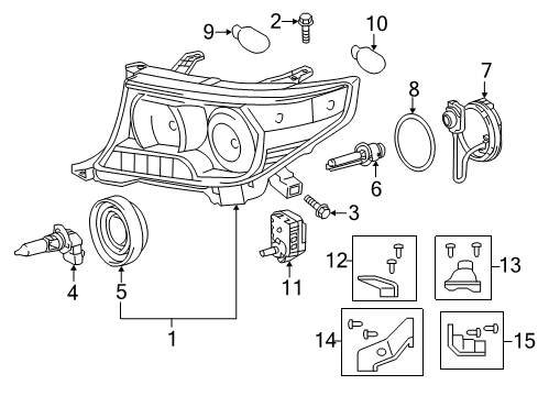 2015 Toyota Land Cruiser Headlamps, Headlamp Washers/Wipers Diagram